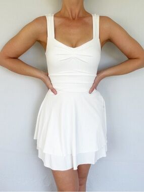 IWD white sweetheart neckline sleeveless spandex stretch mini dress size XS